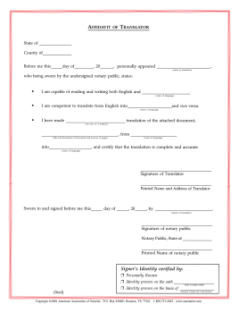 Alaska Affidavit/Translator Notarial Certificate Pad